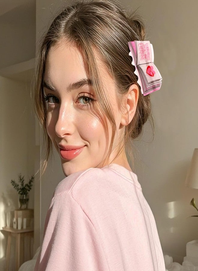 Hapdoo 1pc Funny Hair Clips, Book Shape Claw Clips Novelty Hair Accessories for Women Girls, Pink Teacher Book Claw Clips Gifts for Her - Image 4